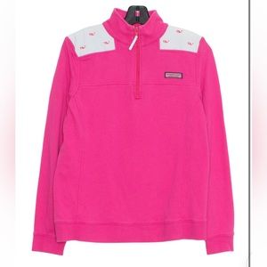 Vineyard Vines Pink Whale Shep Shirt Quarter Zip Pullover